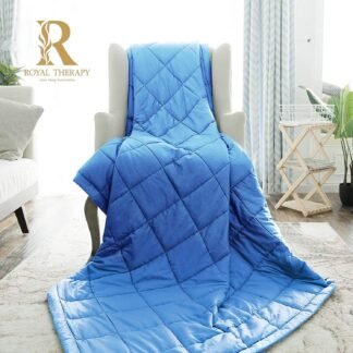 Royal Therapy Weighted Blanket - Heavy 100% Cotton Blankets with Premium Glass Beads (60''x80'' 20lbs, New York Blue), Suitable for One Person (~200lb) - Use on Queen/King Bed