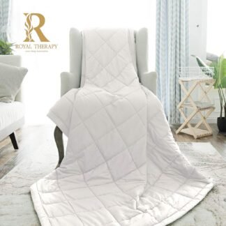 Royal Therapy Weighted Blanket with Glass Beads (48''x78'' 15lbs, Coastal Fog)