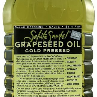 Salute Santé! Cold Pressed Grapeseed Oil – 1 Gallon – Healthy, Non-GMO, Kosher Cooking Oil for High Heat, Frying, Baking, Salad Dressings & Marinades – Vegan, Heart-Healthy,...