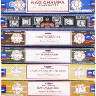 Satya - Set of 6 - Nag Champa, Super Hit,Path Breaker,Soul Searcher, Sandalwood, Californian White Sage 15 Grams