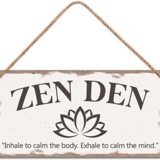SCAZOMV Wood Decorative Signage, Zen Den Sign, Meditation Room Decor, 10X5 Inch