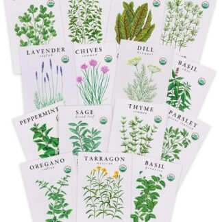 Sereniseed Certified Organic Herb Seeds (15-Pack) – Non GMO, Heirloom – Seed Starting Video