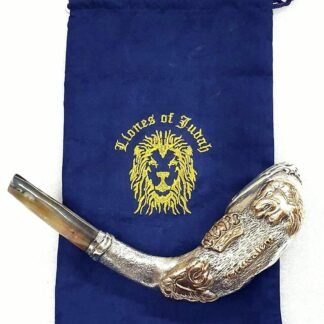 Shofart Israel"Lion Of Juda" silver plated rams' ram horn shofar kosher from the Holy land + Free bag