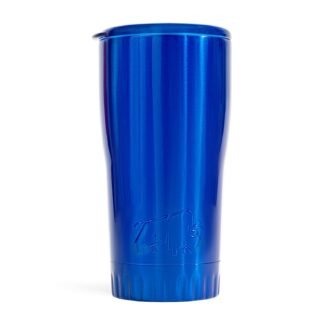 Silver Buffalo Double Walled Vacuum Insulated Stainless Steel Tumbler With Easy Sip Lid Keeps Hot and Cold, Travel Coffee Mug Clear Lid, 20 Ounces, Blue
