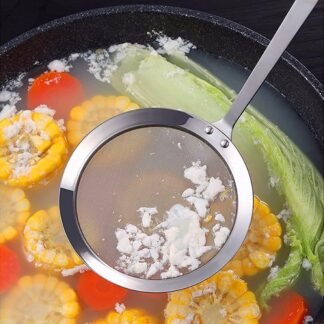 Skimmer Spoon, Stainless Steel Spider Strainer Skimmer Spoon Grease Fine Mesh Strainer Skimmers Spoons for Cooking Frying Skimming Grease, Foam and Gravy