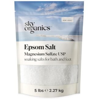 Sky Organics - Epsom Salt Bath Soak, 5 lbs - Magnesium Sulfate USP - 100% Pure, Medium Grain - Unscented - Soaking Bath Salts - Resealable Bag - Natural, Vegan & Cruelty Free -...