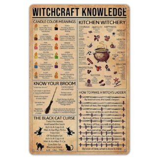 SmartCows Vintage Witchcraft Knowledge Poster Metal Sign Funny Science Education Tin Sign Bar Home Wall Decor Kitchen Decoration 8x12 Inch