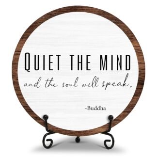 Spiritual Home Decor, Quiet The Mind And The Soul Will Speak Wood Decor Sign, Yoga Room Meditation Room Decor For Table Shelf, Inspirational Gifts For Woman Man Family Friend -a16