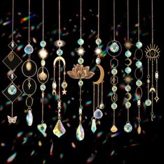 Sun Catchers, 10 Pieces Colorful Crystal Suncatcher with Chain Pendant Ornaments Hanging Crystals Prism Rainbow Maker for Windows Indoor Outdoor Car Mirror Garden Decor Wedding...