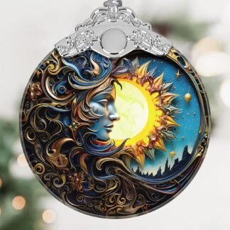 Sun Moon Stained Glass Hanging Ornament - Christmas Tree Decoration Idea