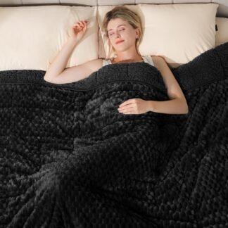 Super Soft Luxury Fleece Sherpa Weighted Blanket 15lbs for Adults, Turtle Shell Fluffy Cozy Warm Queen Size Weighted Throw, Ceramic Beads Washable Heavy Blankets for Couch Bed,...