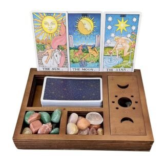 Tarot Card Holder Stand Display, Cute Witchy Desk Decor, Decorative Box for Altar Decor Witchy Boho Room Decor Aesthetic for Bedroom Tarot Card Accessories Crystal Holder Case...