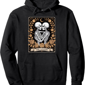 Tarot Card The Lovers Skeleton Goth Halloween Witch Vintage Pullover Hoodie - lunas-mystic-emporium.com Tarot Card The Lovers Skeleton Goth Halloween Witch Vintage Pullover Hoodie