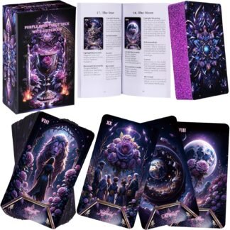 Tarot Cards Deck for Beginners with Guide Book Pretty Unique 400GSM Thick Purple Rose (Original) Tarot Oracle Cards with Embossed Edge Standard Size (4.75 * 2.75 in)