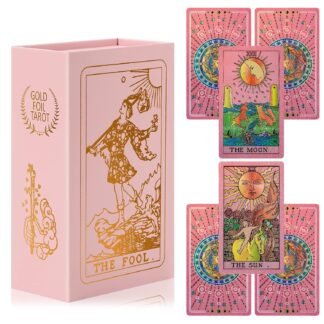 Tarot Cards for Beginners Pink Tarot Cards with Guide Book Gold Foil with Meanings on Them 78 Classic Origina Waterproof Rider Waite Taro Deck Fortune Telling Game（Pink）