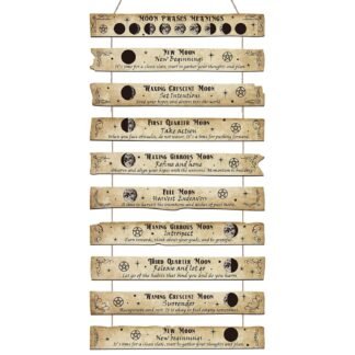 Tatuo Witchcraft Knowledge Sign Moon Decor Halloween Witch Decor Kitchen Witchery Sign Wizards Sign Celestial Decor Moon Phases Meanings Plaque Vintage Wall Decor Home Party...