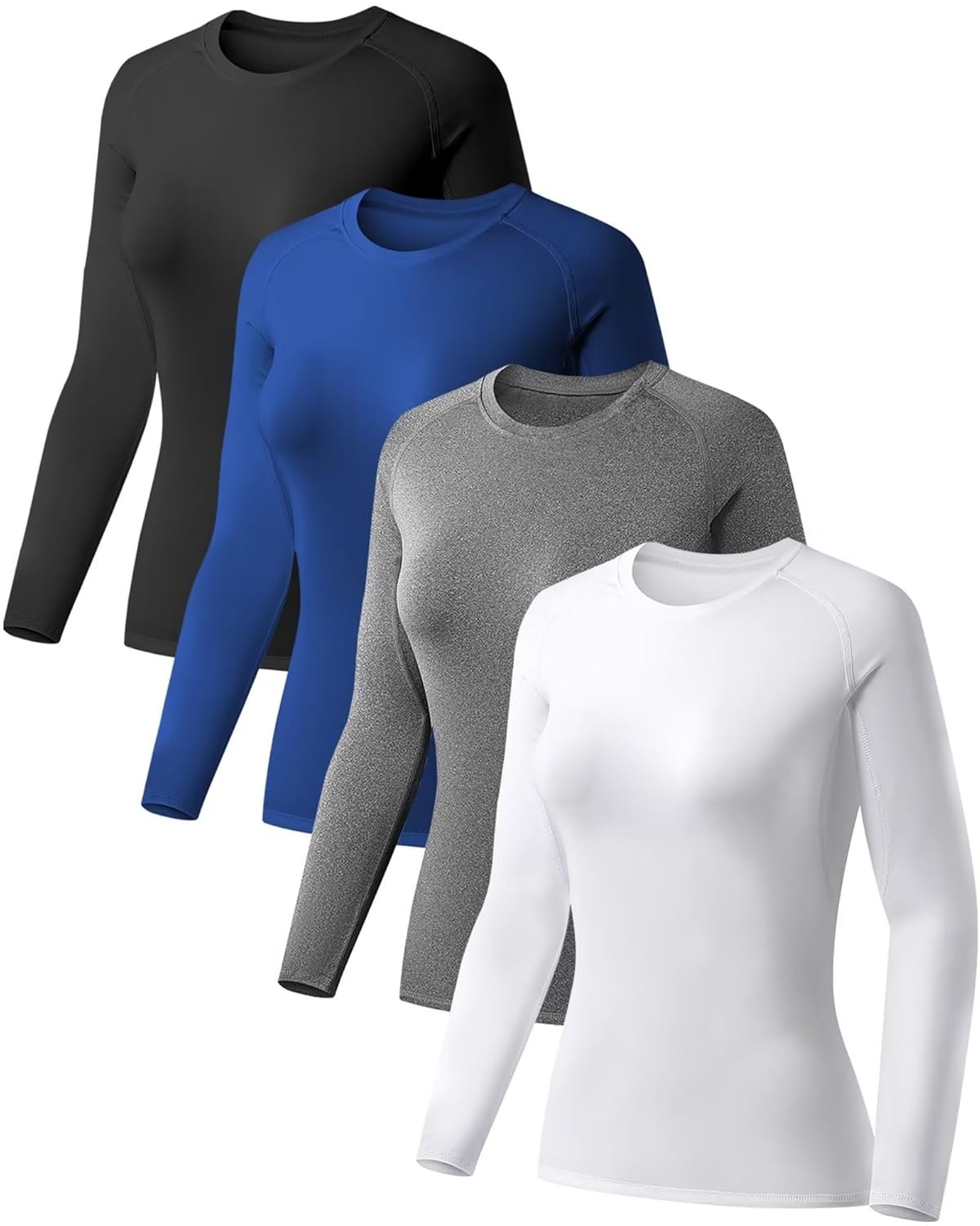 TELALEO 4 Pack Womens Compression Shirt Long Sleeve Performance Workout Baselayer Athletic Top Sports Gear - lunas-mystic-emporium.com TELALEO 4 Pack Women's Compression Shirt Long Sleeve Performance Workout Baselayer Athletic Top Sports Gear
