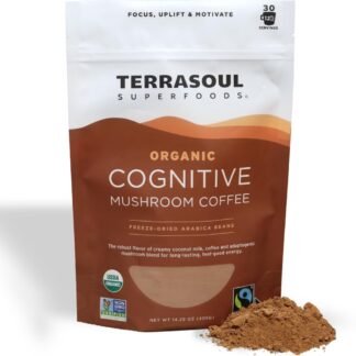 Terrasoul Superfoods Organic Cognitive Mushroom Coffee, 30 Servings, 14.29 Oz, Energize Your Morning and Boost Focus with Powerful Mushrooms, Compare to Ryze Mushroom Coffee