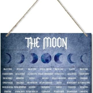 The Moon Phases Meanings Witchery Wooden Wall Art Signs, Hanging Printed Wall Plaque Wood Signs, The Moon Sign, Home Decor, Witch Vintage Poster Signs, Decor Aesthetic for...