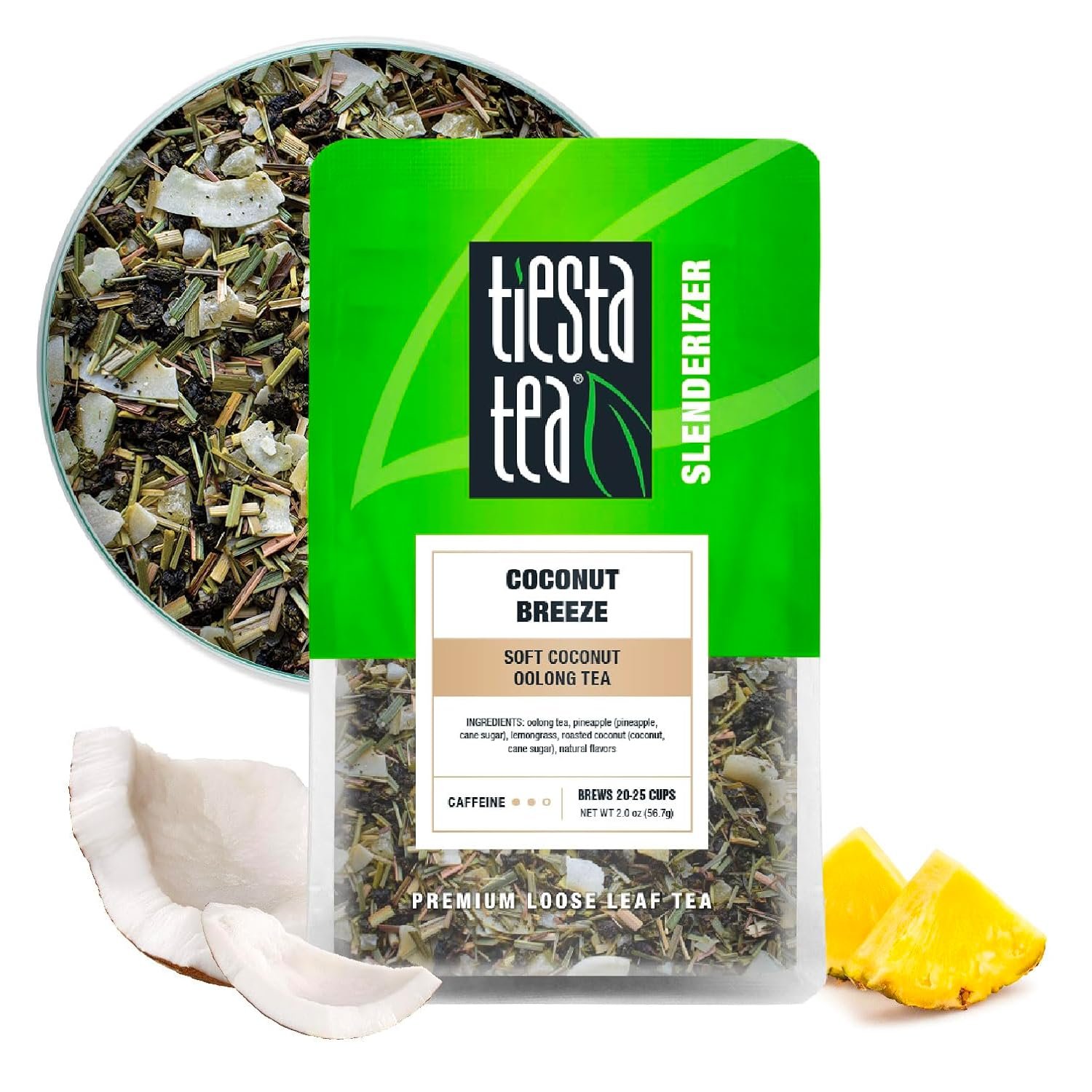 Tiesta Tea - Coconut Breeze, Loose Leaf, Soft Coconut Oolong Tea, Medium-Caffeinated Blend, Makes Hot or Iced & Up to 20-25 Cups, 2oz Resealable Pouch - lunas-mystic-emporium.com Tiesta Tea - Coconut Breeze, Loose Leaf, Soft Coconut Oolong Tea, Medium-Caffeinated Blend, Makes Hot or Iced & Up to 20-25 Cups, 2oz Resealable Pouch
