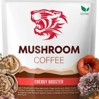 Tiger Organic 5 Mushroom Instant Coffee – 30 Servings with 100% Arabica | Immune System Booster, Reishi, Maitake, Shiitake, Chaga & Turkey Tail Mushrooms | Gluten & Dairy Free,...