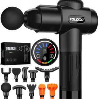 TOLOCO Massage Gun, Deep Tissue Back Massage for Athletes for Pain Relief, Percussion Massager with 10 Massages Heads & Silent Brushless Motor, Gifts for Fathers Day, Black