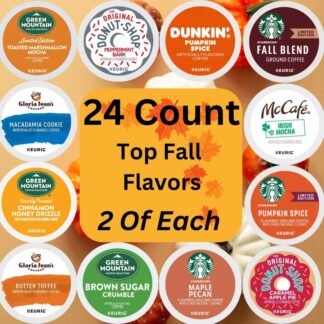Top Fall Flavors K-Cups Sampler Variety, Includes Maple Pecan, Pumpkin Spice, Peppermint Bark, Macadamia Cookie, Toasted Marshmellow, Mocha, Apple Pie, Cinnamon Honey Drizzle,...