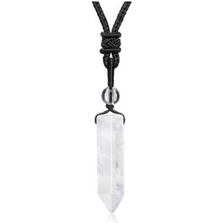 Top Plaza Healing Crystal Stone Necklaces for Men Hexagonal Pendant Necklaces Adjustable Braided Rope Natural Gemstone Necklace Jewelry Christmas Gift for Dad, Husband