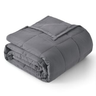 Topblan Cooling Weighted Blanket, 48"x72" 12lbs Twin Size, Grey, Microfiber, Glass Beads, Modern, Unisex, All Season
