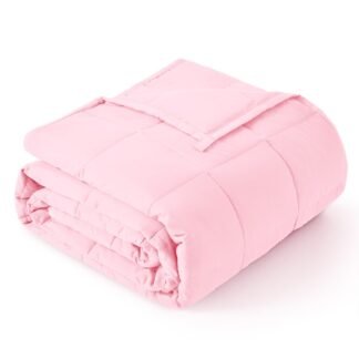 Topblan Weighted Blanket Full Size, Breathable 12lbs Weighted Blanket for Adults, Cooling Blanket for Bed Sofa,Warm Heavy Blanket Machine Washable,48 x 72 inches, Pink