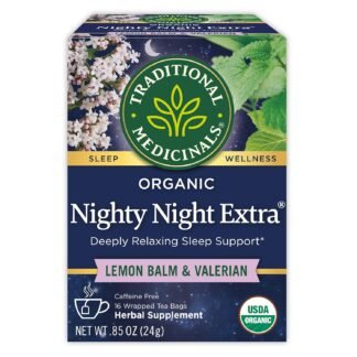 Traditional Medicinals Organic Nighty Night Extra Tea With Valerian Root for Relaxation, 16 Tea Bags (Pack of 1)