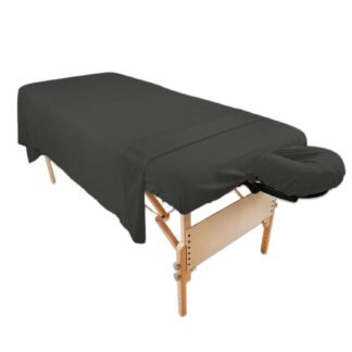 Tranquility Microfiber Massage Sheet Sets by Body Linen - Lightweight, Long-Lasting Microfiber Massage Table Sheet Set - Stain-Resistant, Soft and No Pilling - Black
