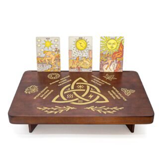 Trinity Knot Altar Table with Tarot Card Holder, Small Wooden Meditation Table Aesthetic Alter, Witchcraft Supplies Witchy Home Decor, Wiccan Supplies and Tools, Pagan Altar...
