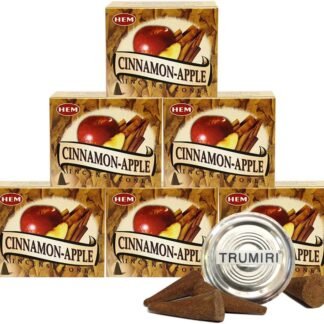 TRUMIRI Incense Cone Holder Bundle with Hem Cinnamon Apple Incense Cones - Pack of 6 (Approx 60 Cones)