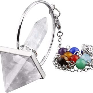 TUMBEELLUWA Healing Crystal Quartz 7 Chakra Pendulum Dowsing Gemstone Divination Reiki Stone