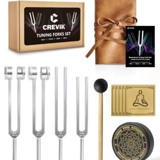 Tuning Forks for Healing Set - 128Hz, 136.1Hz, 256Hz, 384Hz Weighted & Unweighted Tuning Fork Kit with Hockey Puck Activator - Chakra Sound Therapy Instruments for Meditation &...