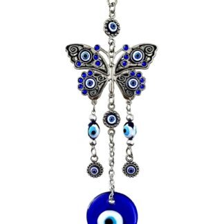 Turkish Blue Evil Eye with Butterfly Hanging Decoration Ornament -003