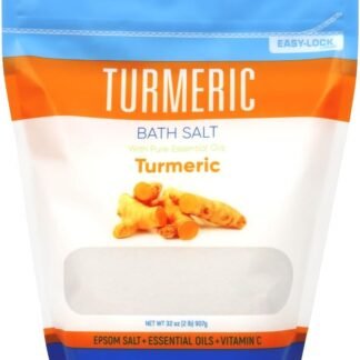 Turmeric Bath Salt 32 Oz Epsom Salt with Essential Oils Turmeric, Cinnamon, Orange Plus Vitamin C in BPA-Free Pouch with Easy Press-Lock Zipper | Natural Bath Soak to Relieve &...