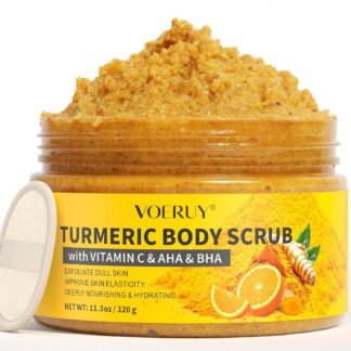 Turmeric Body Scrub, 10% AHA/BHA & Vitamin C Exfoliating Body Scrub, Body Exfoliator for Body Hand Foot Bikini Area, Smooth & Moisturized Skin for Women and Men - 11.3oz