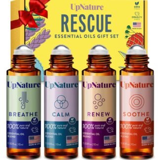 UpNature Essential Oils Roll On Set (Pack of 4) Stress Relief Gift Aromatherapy Oil - Self Care Gifts for Women