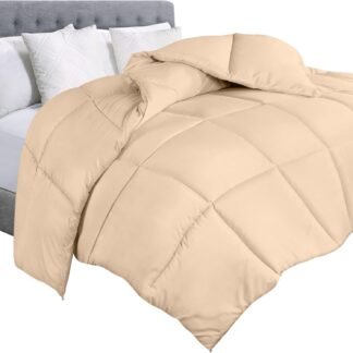 Utopia Bedding Comforter Duvet Insert, Quilted Comforter with Corner Tabs, Box Stitched Down Alternative Comforters King Size (Beige)