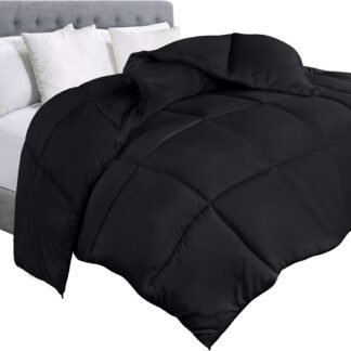 Utopia Bedding Comforter Duvet Insert, Quilted Comforter with Corner Tabs, Box Stitched Down Alternative Comforters King Size (Black)