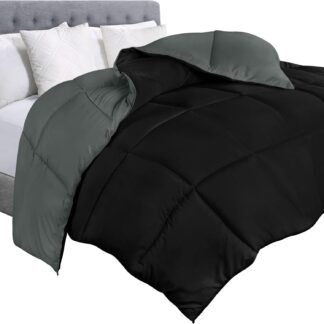 Utopia Bedding Comforter Duvet Insert, Quilted Comforter with Corner Tabs, Box Stitched Down Alternative Comforters King Size (Black/Grey)
