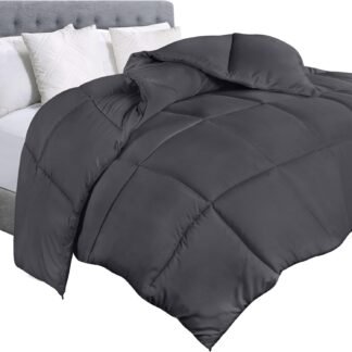 Utopia Bedding Comforter Duvet Insert, Quilted Comforter with Corner Tabs, Box Stitched Down Alternative Comforters King Size (Grey)