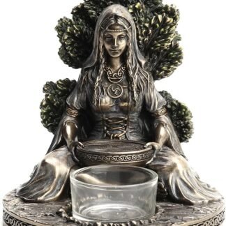 Veronese Design 4 7/8" Tall Celtic Goddess Danu Tealight Candle Holder Cold Cast Bronzed Resin Sculpture Wiccan Home Decor Figurine Collectibles