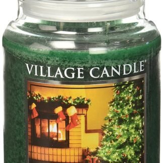 Village Candle Christmas Tree Large Glass Apothecary Jar Scented Candle, (26oz), Green