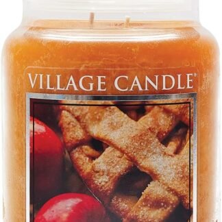Village Candle Warm Apple Pie Large Glass Apothecary Jar Scented Candle, 21.25 oz, Brown