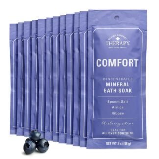 Village Naturals Therapy, Comfort Concentrated Mineral Bath Soak, Blueberry Citrus, 2 Oz, Pack of 12