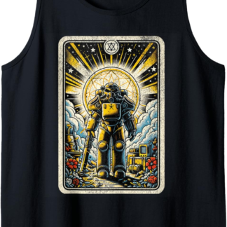 Vintage Nuclear Fallout Tarot Card Retro Steel Armor Man Tank Top