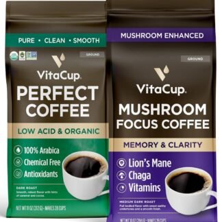 VitaCup Focus Mushroom Coffee Grounds for Memory Clarity Medium Dark Roast 10oz | Perfect Low Acid Single Origin Organic Coffee Grounds Dark Roast 10 oz Ground Coffee Bundle - lunas-mystic-emporium.com VitaCup Focus Mushroom Coffee Grounds for Memory & Clarity Medium Dark Roast 10oz | Perfect Low Acid Single Origin Organic Coffee Grounds, Dark Roast 10 oz, Ground Coffee Bundle